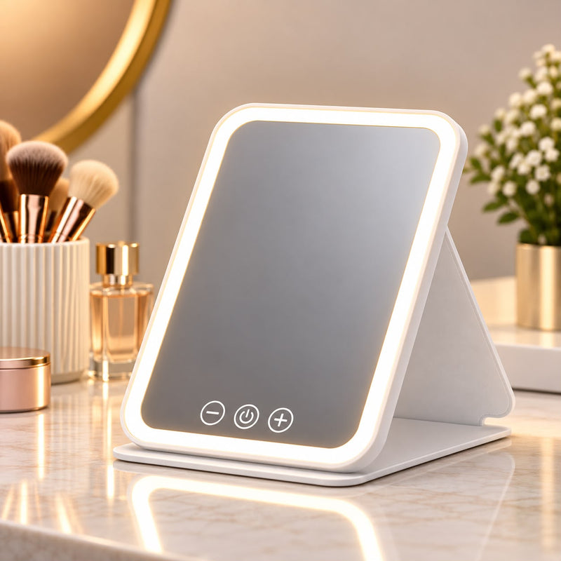 Lunearia Lighted Mirror — 3 light colors, foldable and rechargeable