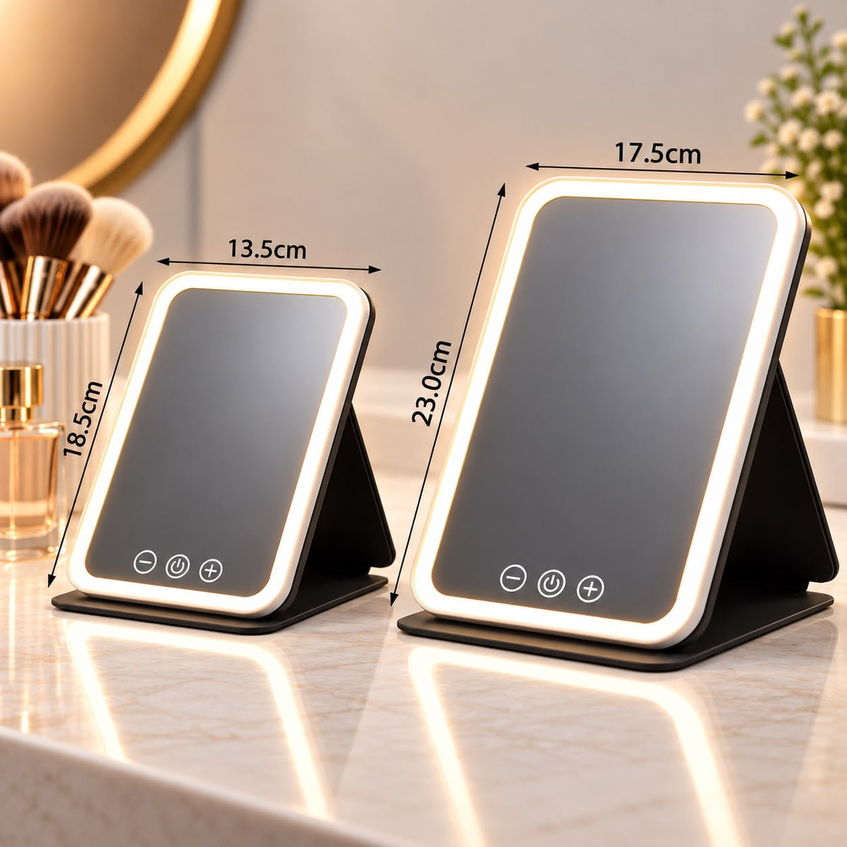 Miroir Lumineux Lunearia — 3 couleurs de lumière, pliable et rechargeable