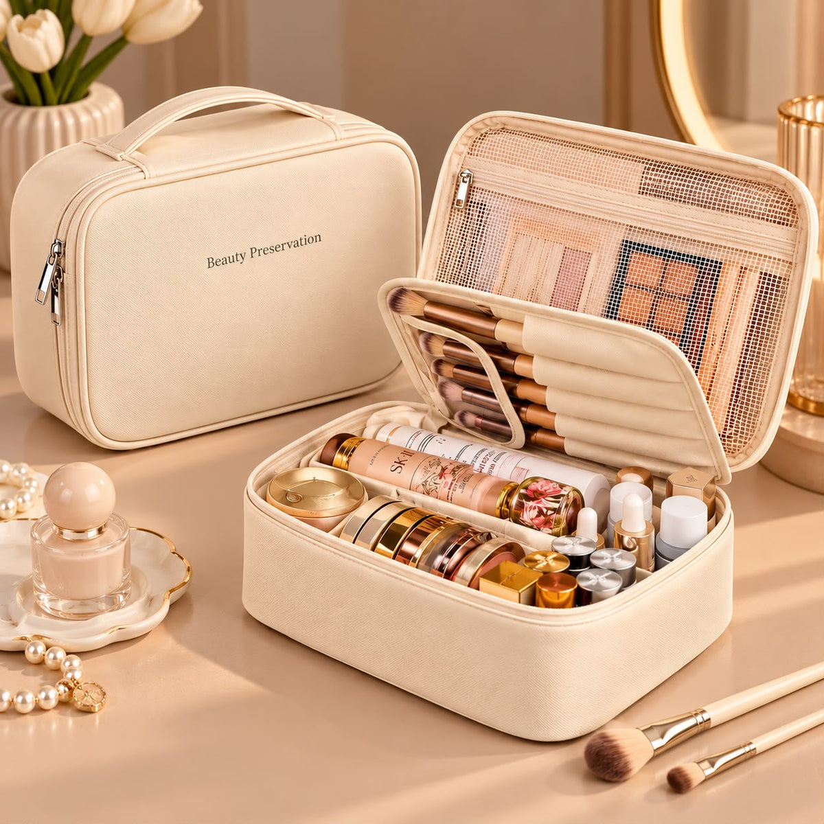 Lunearia Double-Layer Makeup Bag